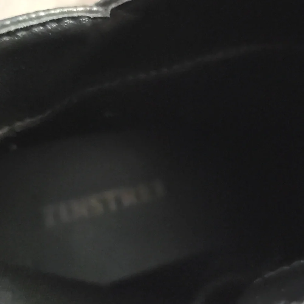 TINSTREE Black‎ Platform Ankle Boots with Gold Trim - Women Sz 9